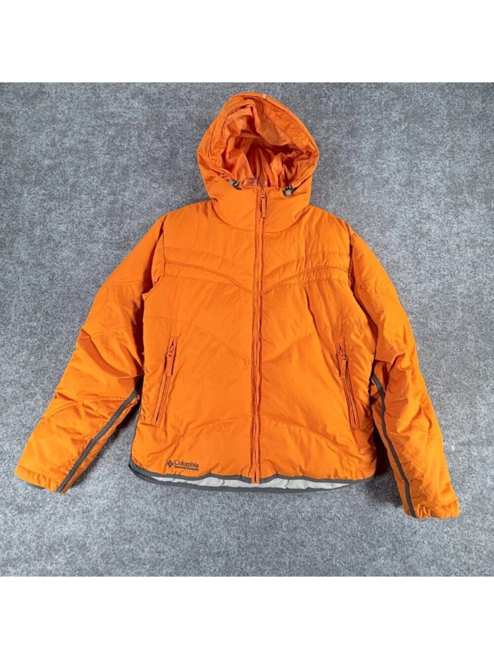 Columbia Sportswear‎ Hooded Puffer Jacket Womens M Orange Lightweight Waterproof